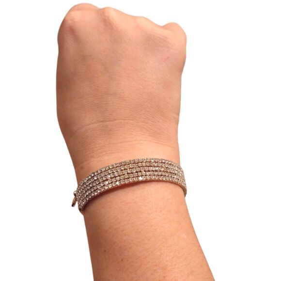 Anne Klein Multi-Row Crystal Coil Rose Gold Bracelet - Picture 10 of 13